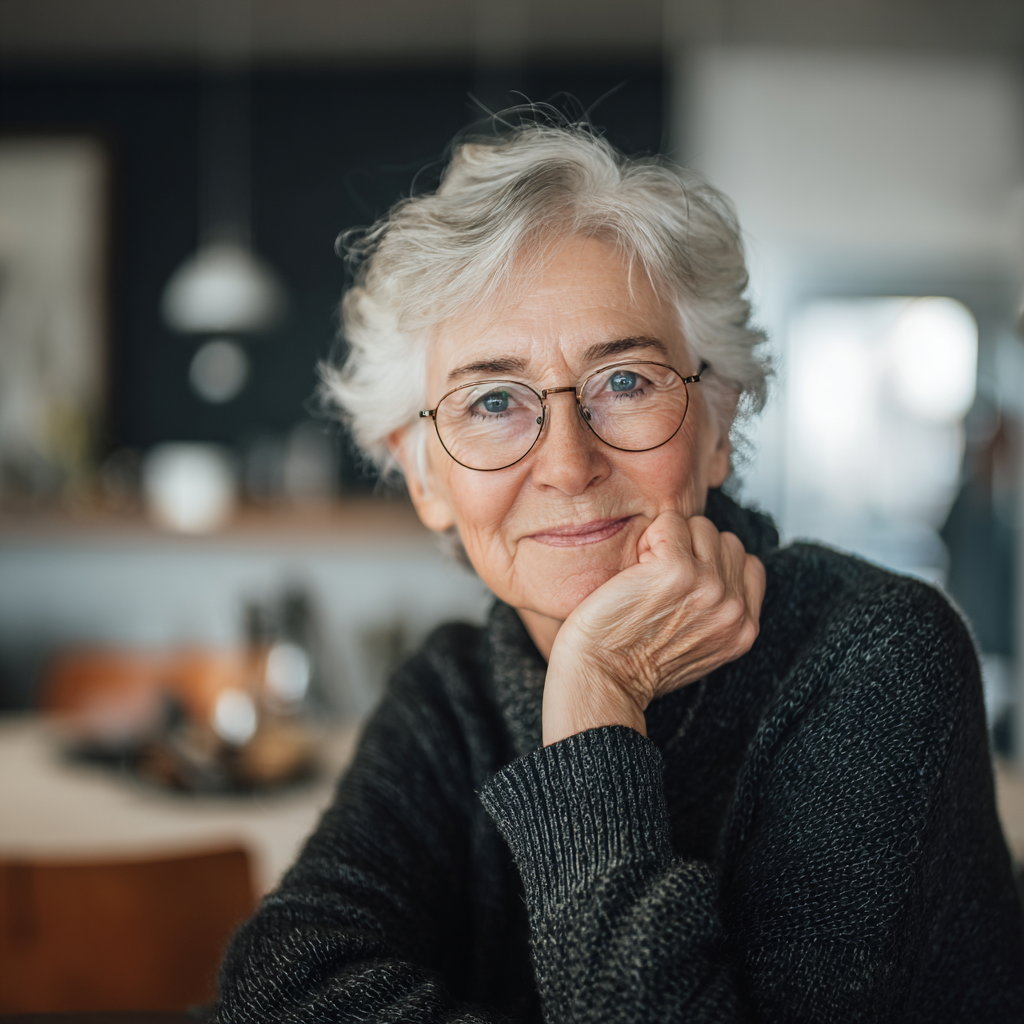 older adult woman measuring blood pressure at home